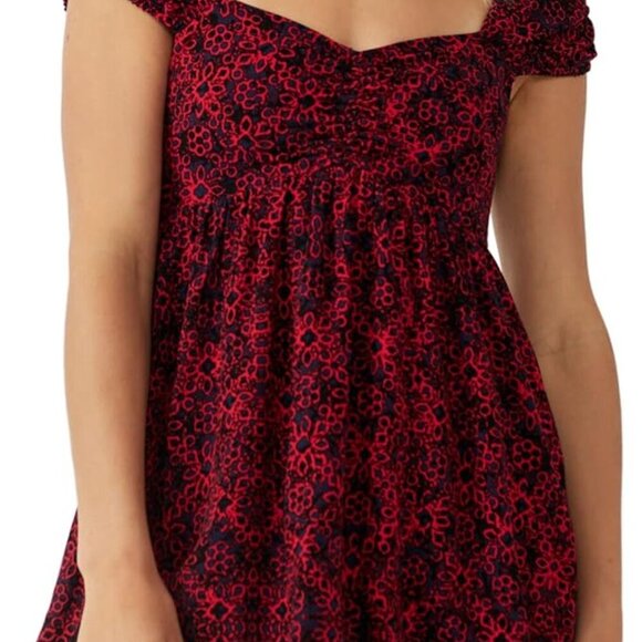 Free People Tabitha Mini Dress Women Size L Blue Red - Picture 14 of 15